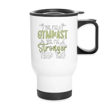 Oui, je suis une gymnaste Oui, je suis plus forte en gymnastique - Tasse isotherme avec poignée - blanc - Devant