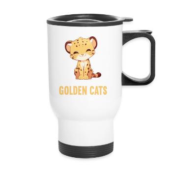 Chats dorés Chat doré - Tasse isotherme avec poignée - blanc - Devant