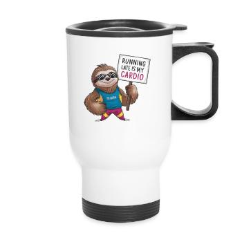 Sloth with humorous sign - Thermal mug with handle - white - Front