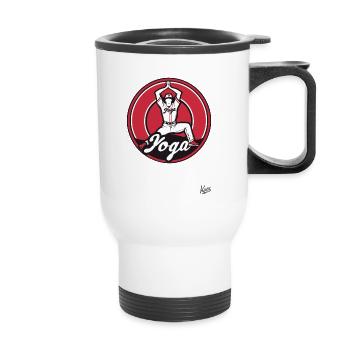 Funny Sports Parody: Baseball Yoga - Thermal mug with handle - white - Front
