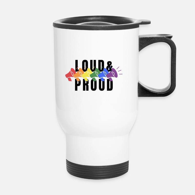 PRIDE Loud and PROUD black - Thermobecher mit Tragegriff - Weiß