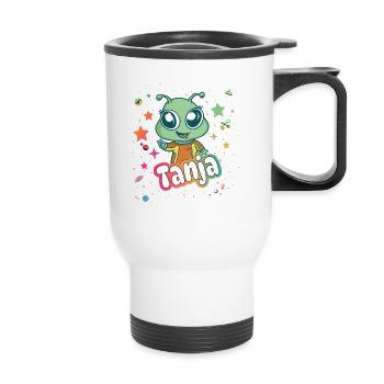 TANJA - Beau nom de fille avec un extraterrestre mignon - Tasse isotherme avec poignée - blanc - Devant