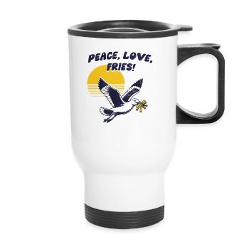 Peace Love Fries - Thermobecher mit Tragegriff - Weiß - Vorne