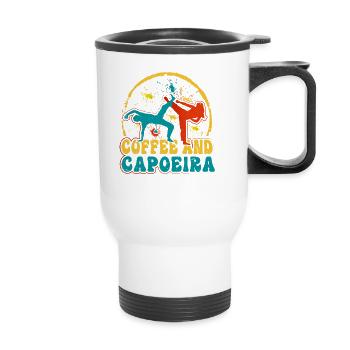 Kaffee und Capoeira - Thermobecher mit Tragegriff - Weiß - Vorne