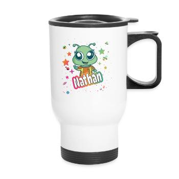 NATHA - Beautiful boy name with cute alien - Thermal mug with handle - white - Front