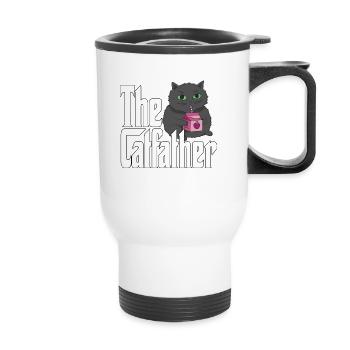 Cat Dad The Catfather Crazy Cat Father Kitty Daddy - Thermal mug with handle - white - Front