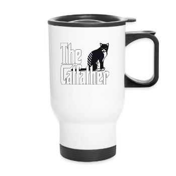 Cat Dad The Catfather Crazy Cat Father Kitty Daddy - Thermal mug with handle - white - Front