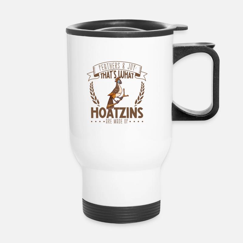 Feathers and Joy - Hoatzin - Thermal mug with handle - white
