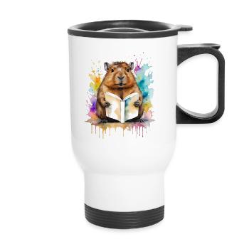 Livre de lecture Capybara Capy Imprimé de conception animale colorée - Tasse isotherme avec poignée - blanc - Devant