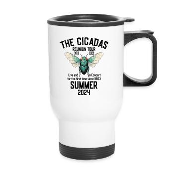 Die Cicadas Reunion Tour Sommer 2024 Damen Herren - Thermobecher mit Tragegriff - Weiß - Vorne