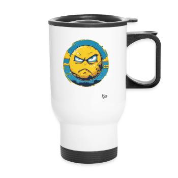 Yellow and Blue Angry Ukrainian Sun - Thermal mug with handle - white - Front