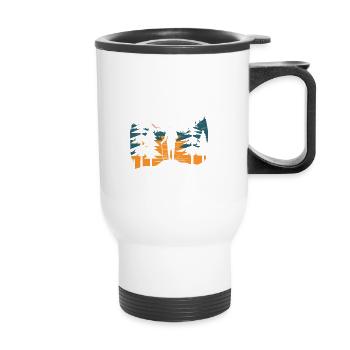 Thérapie de marche silencieuse lors d’une randonnée pédestre - Tasse isotherme avec poignée - blanc - Devant