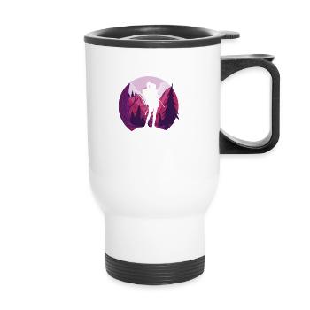 En silence, je me retrouve à randonner - Tasse isotherme avec poignée - blanc - Devant