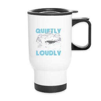Silent Walks : l’entraînement préféré de mon âme : la randonnée - Tasse isotherme avec poignée - blanc - Devant