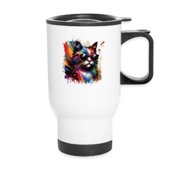 La vie est meilleure avec les chats - Tasse isotherme avec poignée - blanc - Devant