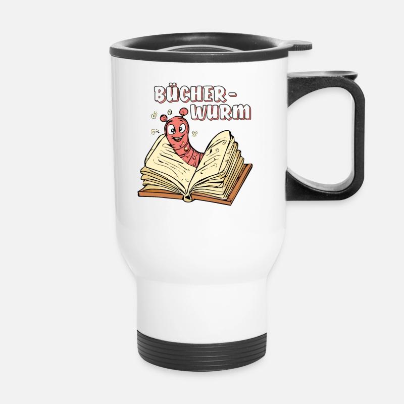 BUCH WURM BÜCHERWURM - Thermobecher mit Tragegriff - Weiß
