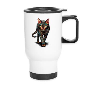 Mandala Art Bengal Chat - Tasse isotherme avec poignée - blanc - Devant