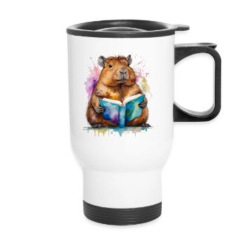 Livre de lecture Capybara Capy Imprimé de conception animale colorée - Tasse isotherme avec poignée - blanc - Devant