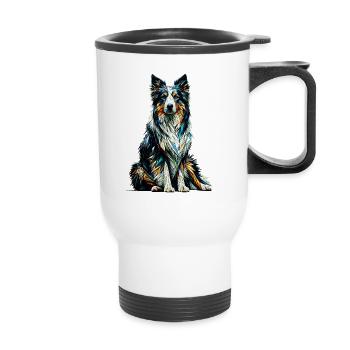 Polygon Art Border Collie Border Collies - Thermal mug with handle - white - Front