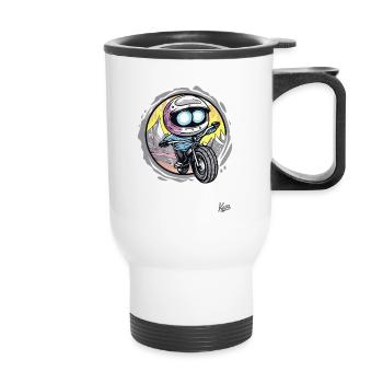 Little Chibi : Motard drôle - Tasse isotherme avec poignée - blanc - Devant