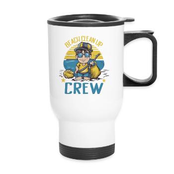 Bathing beach & sea plastic-free against pollution - Thermal mug with handle - white - Front