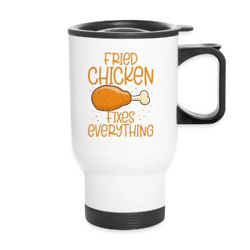 Le poulet frit résout tout la restauration rapide - Tasse isotherme avec poignée - blanc - Devant