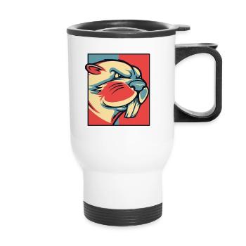 Beaver Portrait Castor Canadensis North American - Thermal mug with handle - white - Front