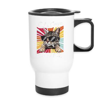 Cat Coolest Pet On Earth Retro Sunglasses Funny - Thermobecher mit Tragegriff - Weiß - Vorne