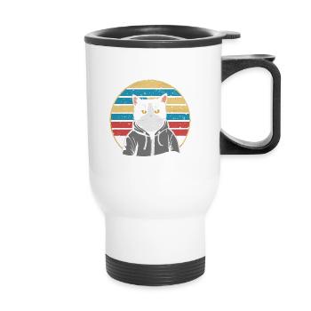 Funny cat saying: I have to give a shit - Thermal mug with handle - white - Front