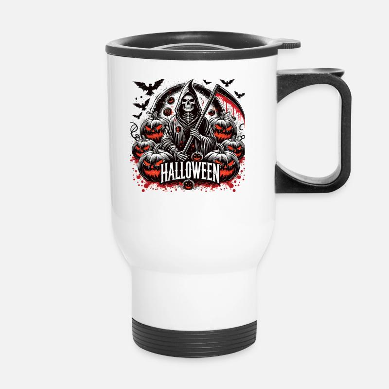 Halloween 2024 mit dem Sensenmann - Thermobecher mit Tragegriff - Weiß