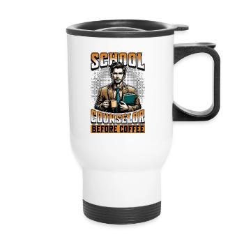 School Counselor Before Counseling Coffee Lover - Thermal mug with handle - white - Front