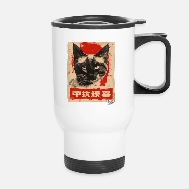 Propaganda Style: Siamese Cat - Thermal mug with handle - white