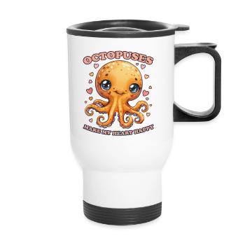 Lustiges Kraken Kopffüßer Tintenfisch Geschenk - Thermobecher mit Tragegriff - Weiß - Vorne