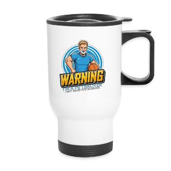 Instructeur d’éducation physique Avertissement Je suis un entraîneur de gym de professeur d’éducation physique - Tasse isotherme avec poignée - blanc - Devant