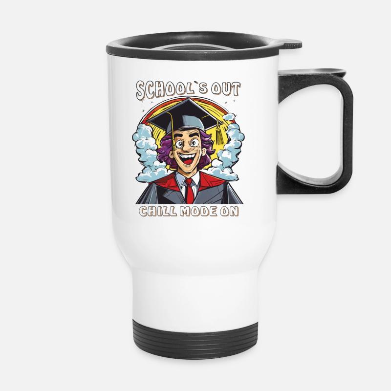 SCHOOL'S OUT CHILL MODE ON - Thermal mug with handle - white