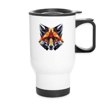 Geometrische Kunst Fuchs Füchse - Thermobecher mit Tragegriff - Weiß - Vorne