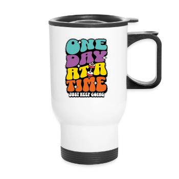 Health Coach One Day At A Time Phys Ed Teacher - Thermobecher mit Tragegriff - Weiß - Vorne