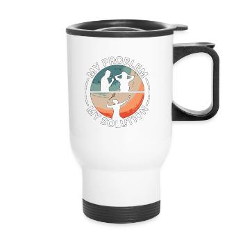 Instructeur d’éducation physique Mon problème Mon pictogramme Maman Papa - Tasse isotherme avec poignée - blanc - Devant