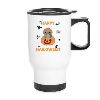Platypus in Pumpkin Cute Animals Happy Halloween - Thermal mug with handle - white - Front
