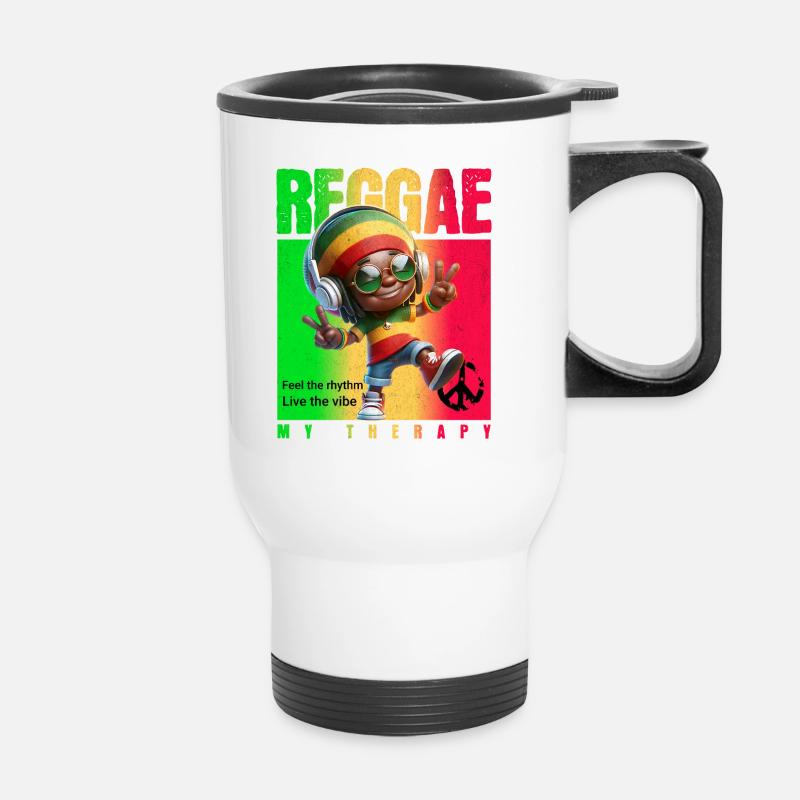 Reggae my therapy Rastaman - Thermal mug with handle - white