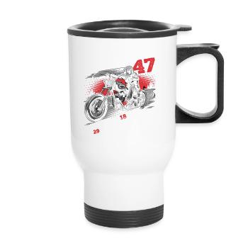 Ich bin nicht 47 Motorradfahrer Biker 47. - Thermobecher mit Tragegriff - Weiß - Vorne
