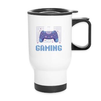 Play Controller Gaming I Hate Real Life - Thermobecher mit Tragegriff - Weiß - Vorne
