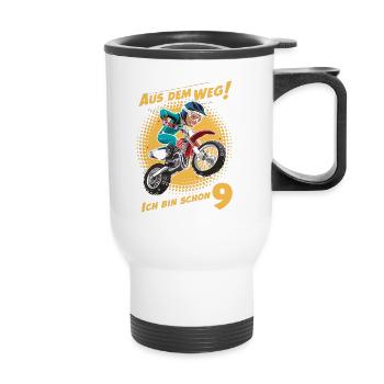 Dégagez! J’ai déjà 9 ans d’anniversaire - Tasse isotherme avec poignée - blanc - Devant