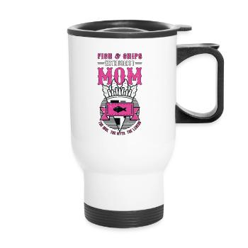 Fish & Chips Enthusiast Mom British Street Food - Thermal mug with handle - white - Front