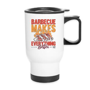 Le barbecue barbecue de porc effiloché rend la viande grillée amateur - Tasse isotherme avec poignée - blanc - Devant