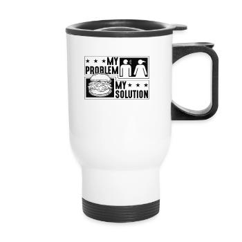 Pulled Pork BBQ My Problem My Pictogram Mom Dad - Thermobecher mit Tragegriff - Weiß - Vorne