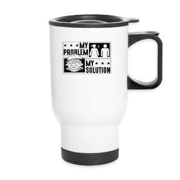 Pulled Pork BBQ My Problem My Pictogram Dad Mom - Thermobecher mit Tragegriff - Weiß - Vorne