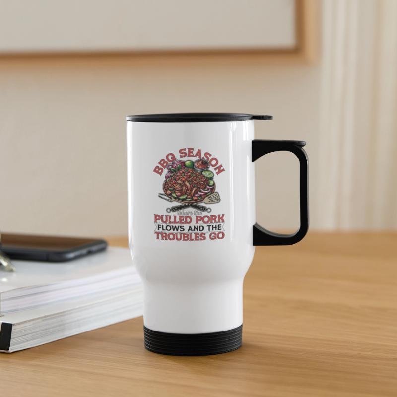 Pulled Pork BBQ Season Where The Pulled Grilling Thermal mug with handle