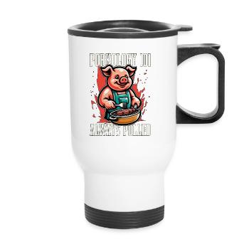 Porc effiloché BBQ Porkology 101 Always Meat Lover - Tasse isotherme avec poignée - blanc - Devant