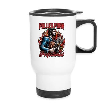 Pulled Pork Perfectionist Grilled Meat BBQ Lover - Thermal mug with handle - white - Front